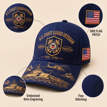 ⚓Last Day Promo: 49% OFF - 🌊U.S. Coast Guard Veteran Semper Paratus Tribute Cap 🎁 Free Honor Coin With Every Cap Purchase
