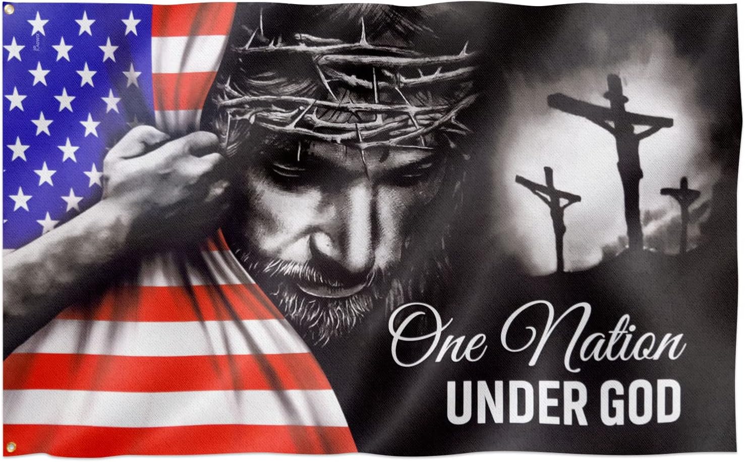 One Nation Under God Patriotic American Flags