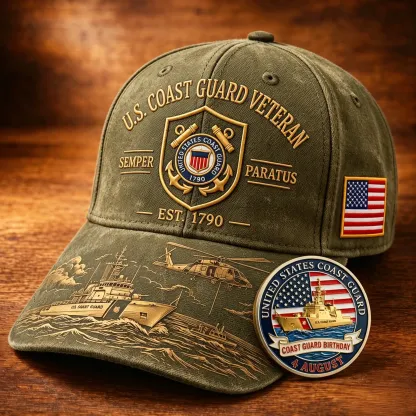 ⚓Last Day Promo: 49% OFF - 🌊U.S. Coast Guard Veteran Semper Paratus Tribute Cap 🎁 Free Honor Coin With Every Cap Purchase