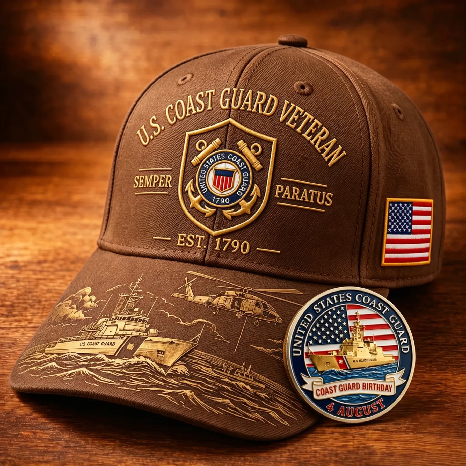 ⚓Last Day Promo: 49% OFF - 🌊U.S. Coast Guard Veteran Semper Paratus Tribute Cap 🎁 Free Honor Coin With Every Cap Purchase