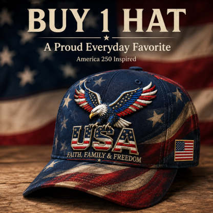 America 250th Anniversary Faith Family Freedom Hat