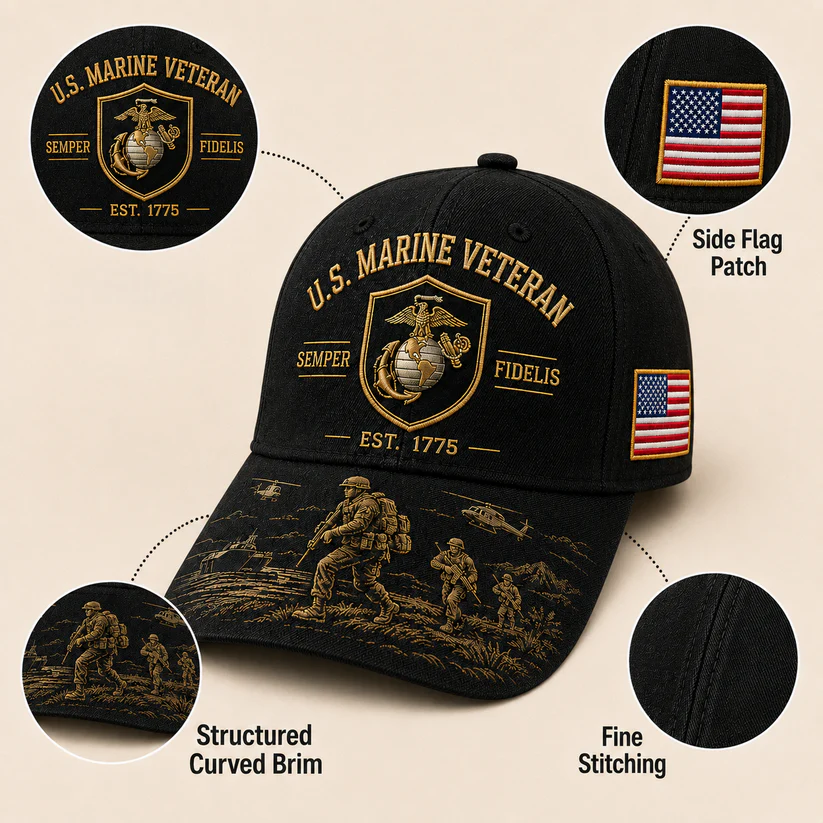 U.S. Marine Veteran Semper Fidelis Commemorative Cap 🎁 Free Honor Coin With Every Cap Purchase