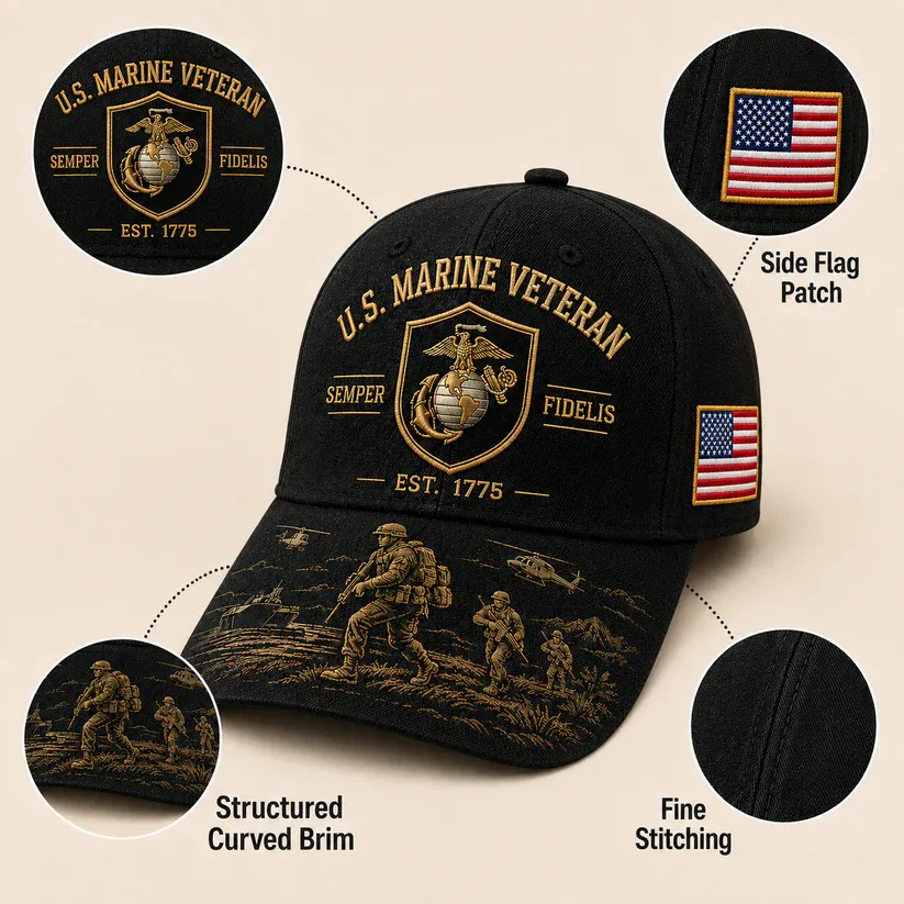 U.S. Marine Veteran Semper Fidelis Commemorative Cap 🎁 Free Honor Coin With Every Cap Purchase