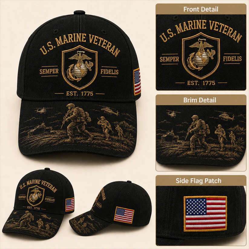 U.S. Marine Veteran Semper Fidelis Commemorative Cap 🎁 Free Honor Coin With Every Cap Purchase
