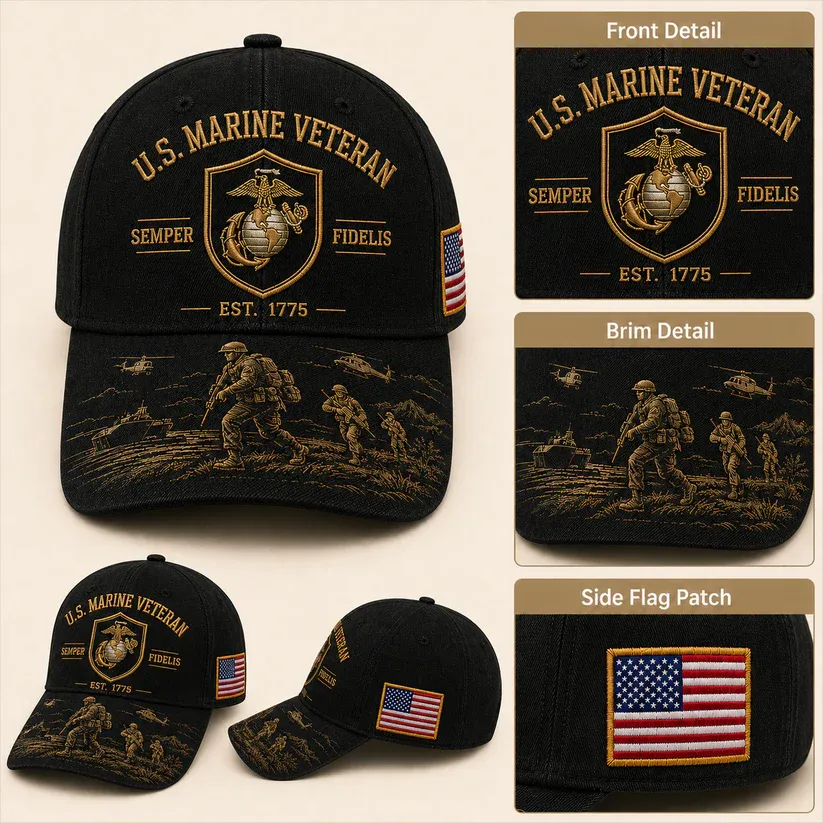 U.S. Marine Veteran Semper Fidelis Commemorative Cap 🎁 Free Honor Coin With Every Cap Purchase