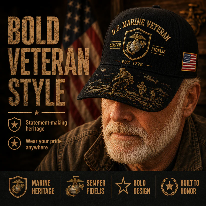 U.S. Marine Veteran Semper Fidelis Commemorative Cap 🎁 Free Honor Coin With Every Cap Purchase