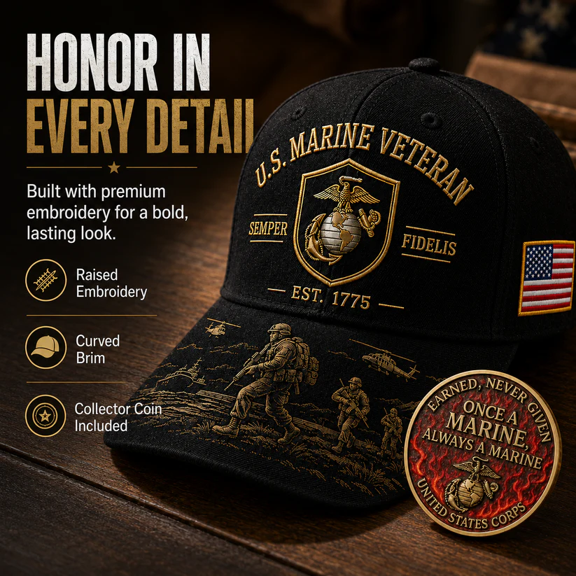 U.S. Marine Veteran Semper Fidelis Commemorative Cap 🎁 Free Honor Coin With Every Cap Purchase