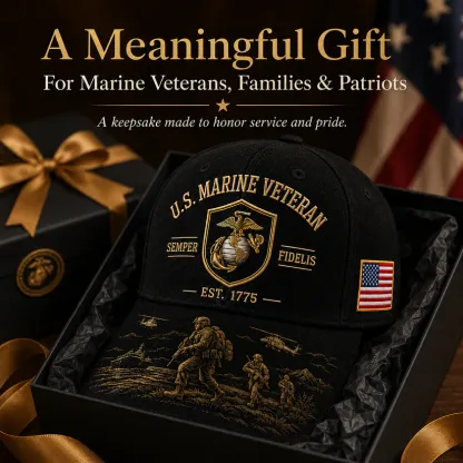U.S. Marine Veteran Semper Fidelis Commemorative Cap 🎁 Free Honor Coin With Every Cap Purchase