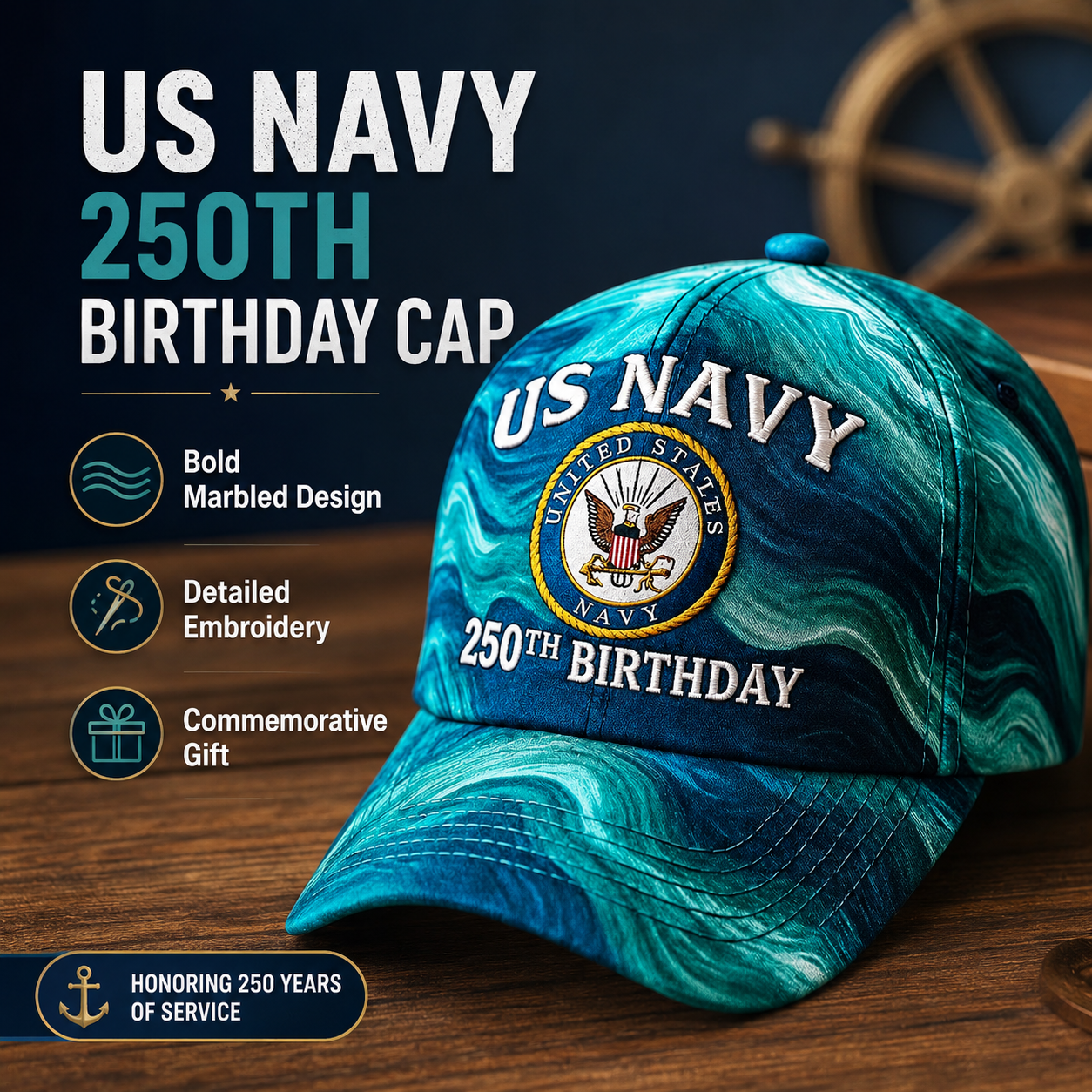 🔥US Navy 250th Birthday Commemorative Embroidered Cap 🇺🇸⚓
