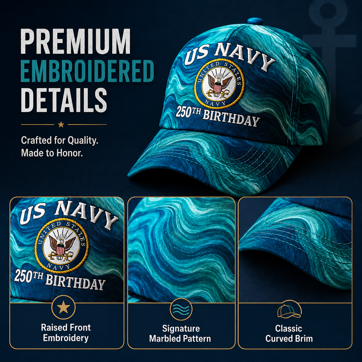 🔥US Navy 250th Birthday Commemorative Embroidered Cap 🇺🇸⚓