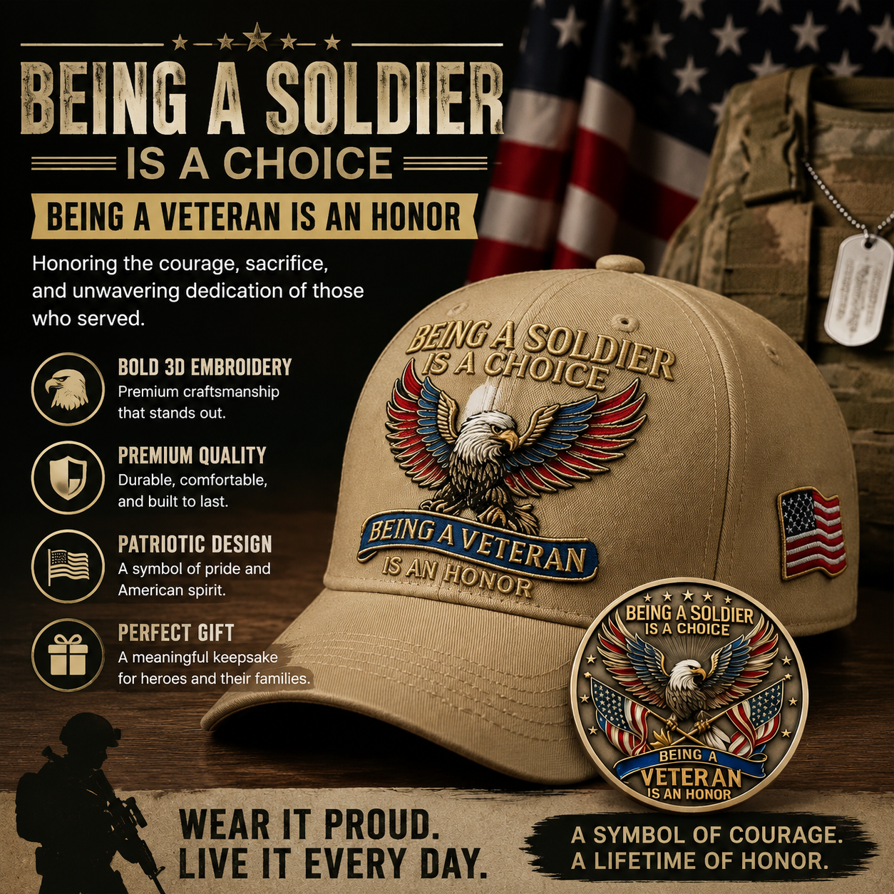 🦅 “Being a Soldier, Being a Veteran” Commemorative Cap-🔥Buy 2 Get Free Shipping🚛