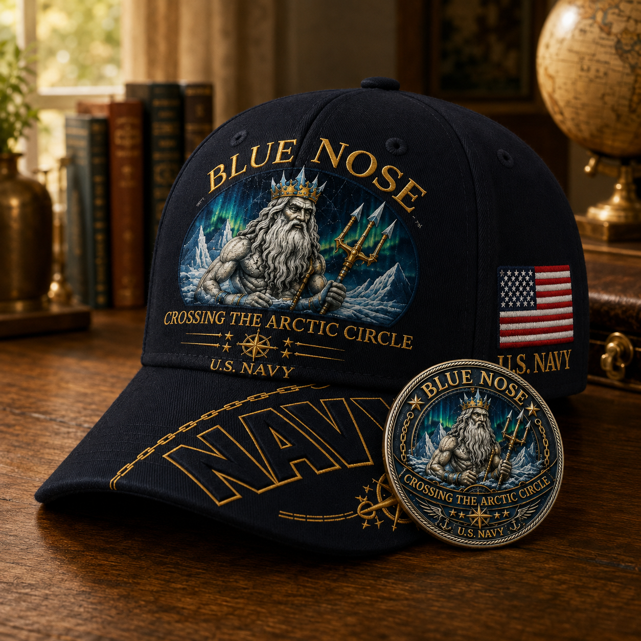 BLUE NOSE U.S. Navy Commemorative Cap & Coin – Crossing The Arctic Circle ❄️⚓ – 🔥Buy 2 Get Free Shipping