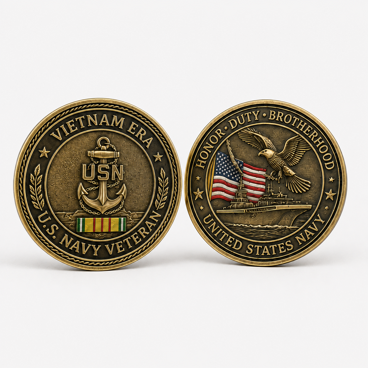 🇺🇸 VIETNAM ERA U.S. NAVY VETERAN CAP & HONOR COIN ⚓-🔥Buy 2 Get Free Shipping🚛