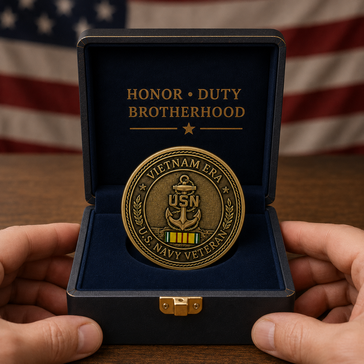 🇺🇸 VIETNAM ERA U.S. NAVY VETERAN CAP & HONOR COIN ⚓-🔥Buy 2 Get Free Shipping🚛