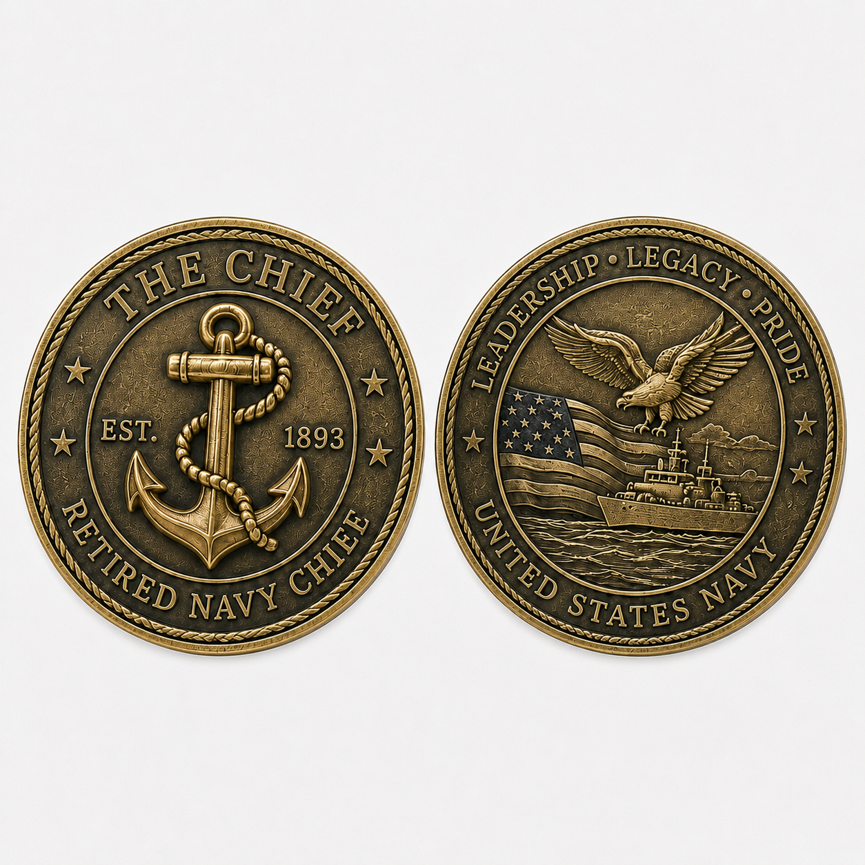 🇺🇸 The Chief Retired Navy Chief Commemorative Cap & Honor Coin – Leadership • Legacy • Pride ⚓ - 🔥Buy 2 Get Free Shipping🚛