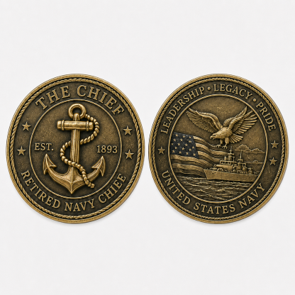 🇺🇸 The Chief Retired Navy Chief Commemorative Cap & Honor Coin – Leadership • Legacy • Pride ⚓ - 🔥Buy 2 Get Free Shipping🚛