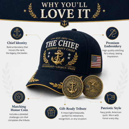 🇺🇸 The Chief Retired Navy Chief Commemorative Cap & Honor Coin – Leadership • Legacy • Pride ⚓ - 🔥Buy 2 Get Free Shipping🚛
