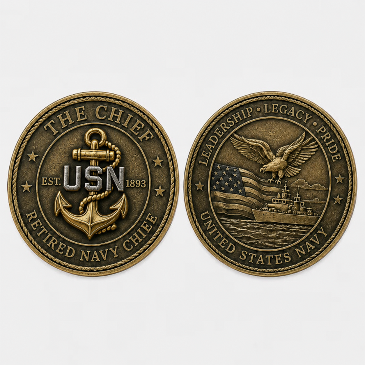 🇺🇸 The Chief – Retired U.S. Navy Chief Commemorative Cap & Honor Coin – Leadership • Legacy • Pride ⚓ – 🔥Buy 2 Get Free Shipping🚛