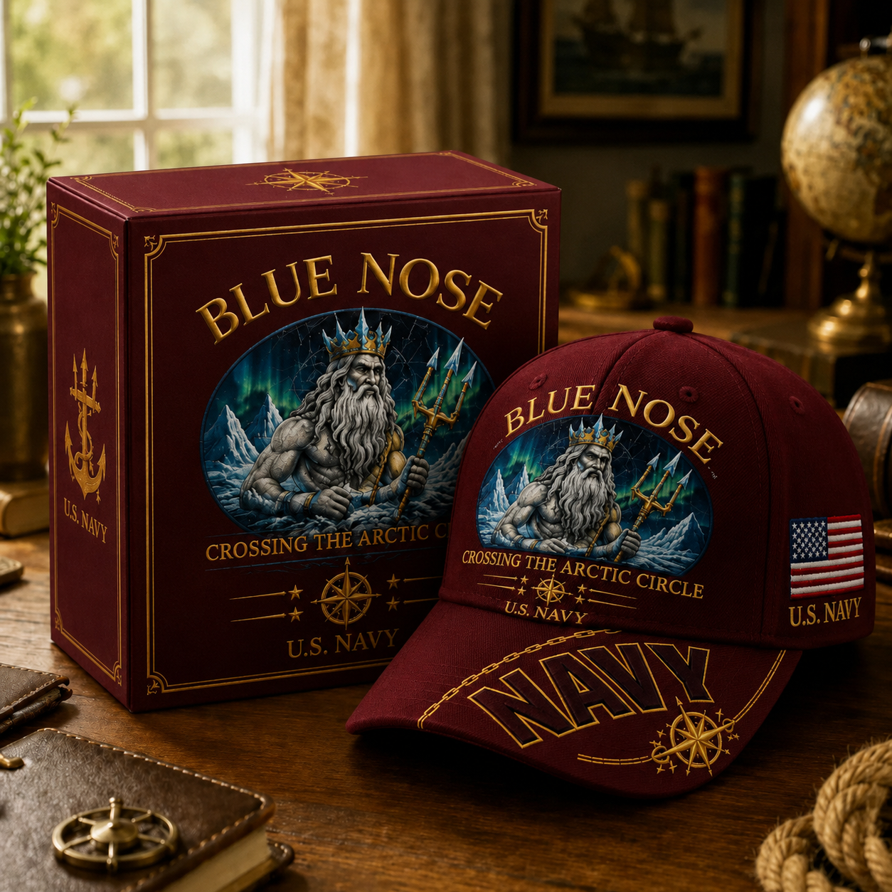 🔥BLUE NOSE “Crossing The Arctic Circle” Navy Embroidered Cap-🎁Buy 2 Get Free Shipping🚛