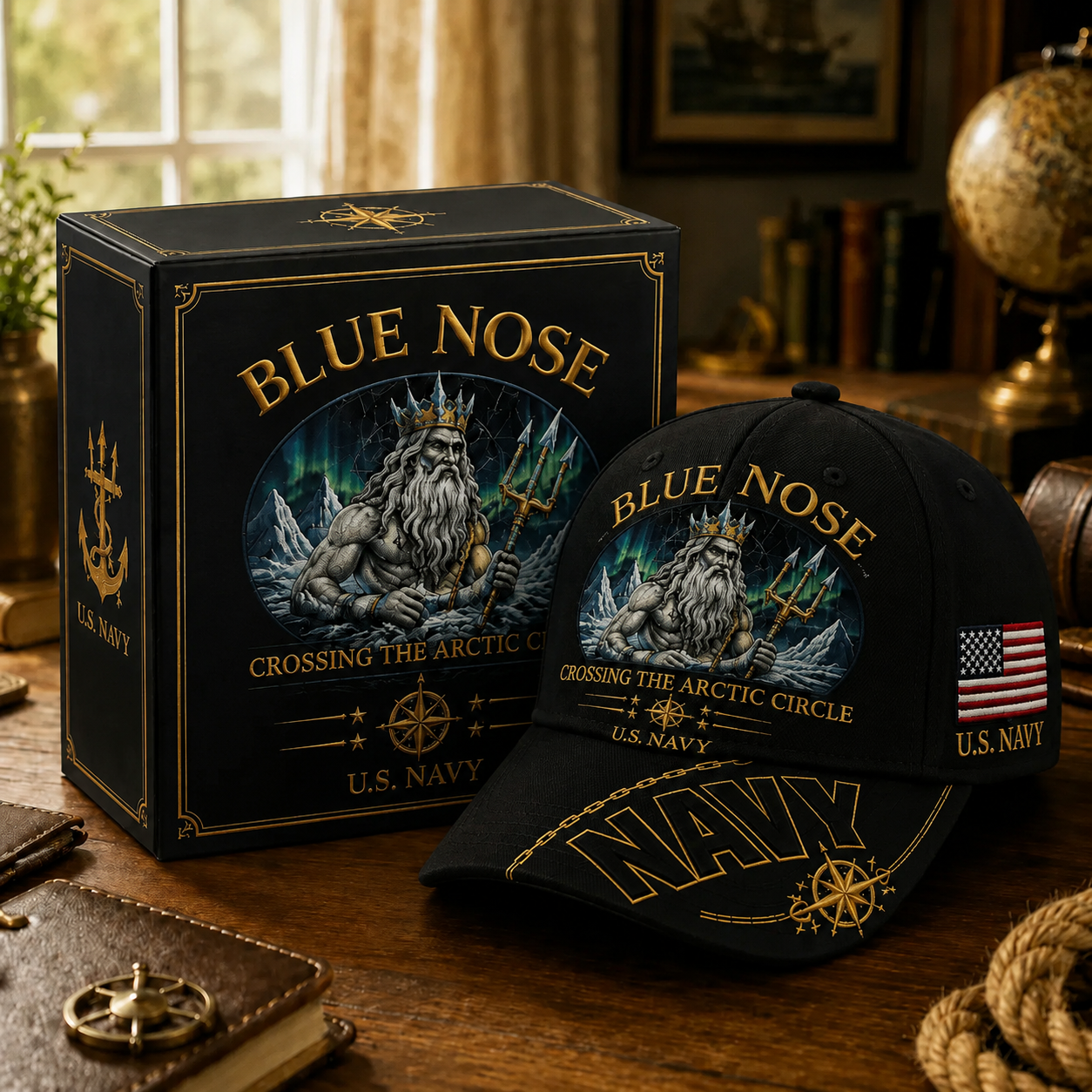 🔥BLUE NOSE “Crossing The Arctic Circle” Navy Embroidered Cap-🎁Buy 2 Get Free Shipping🚛