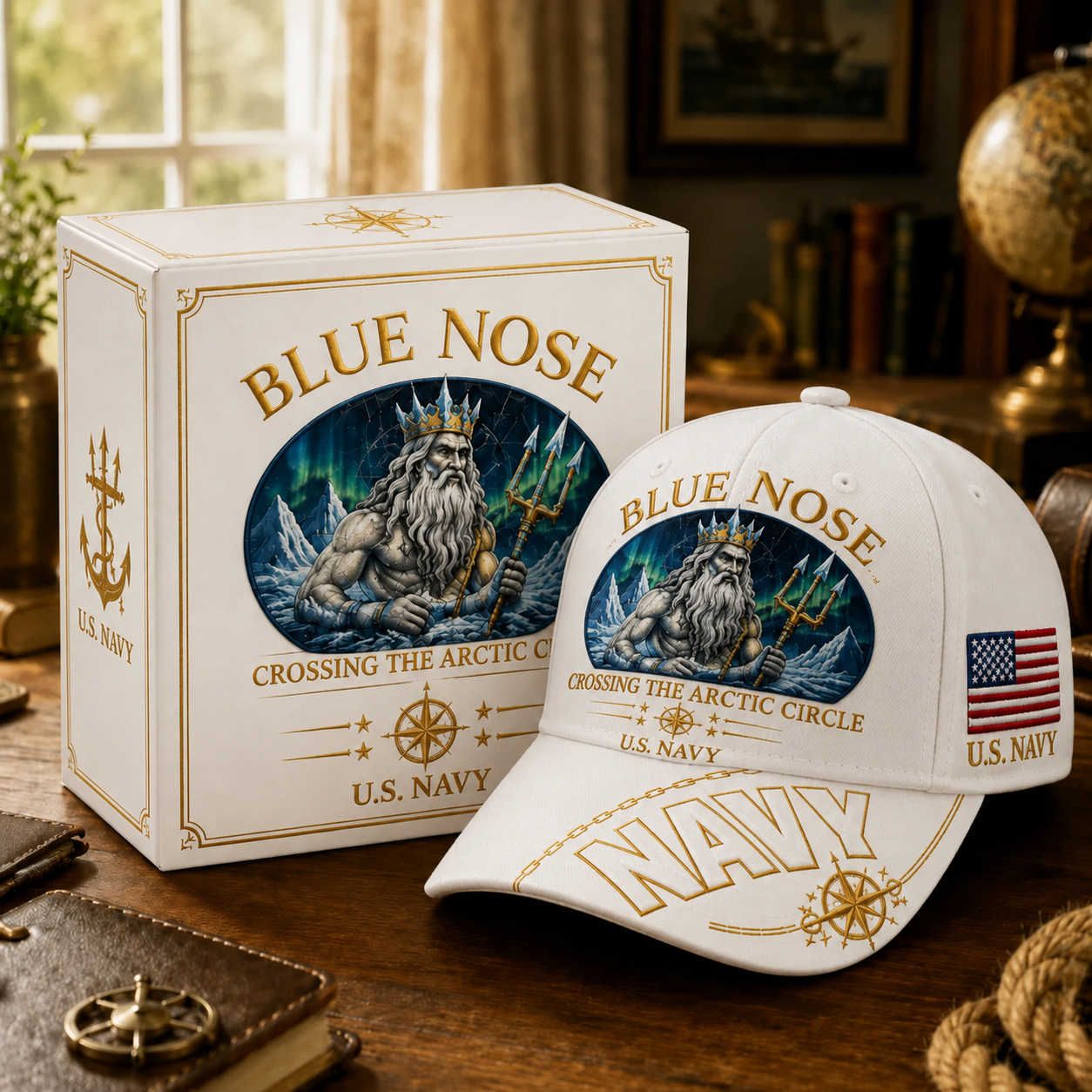 🔥BLUE NOSE “Crossing The Arctic Circle” Navy Embroidered Cap-🎁Buy 2 Get Free Shipping🚛