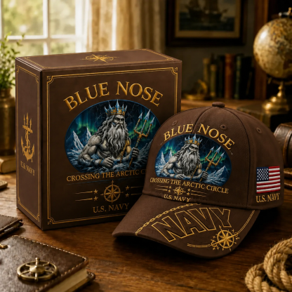 🔥BLUE NOSE “Crossing The Arctic Circle” Navy Embroidered Cap-🎁Buy 2 Get Free Shipping🚛