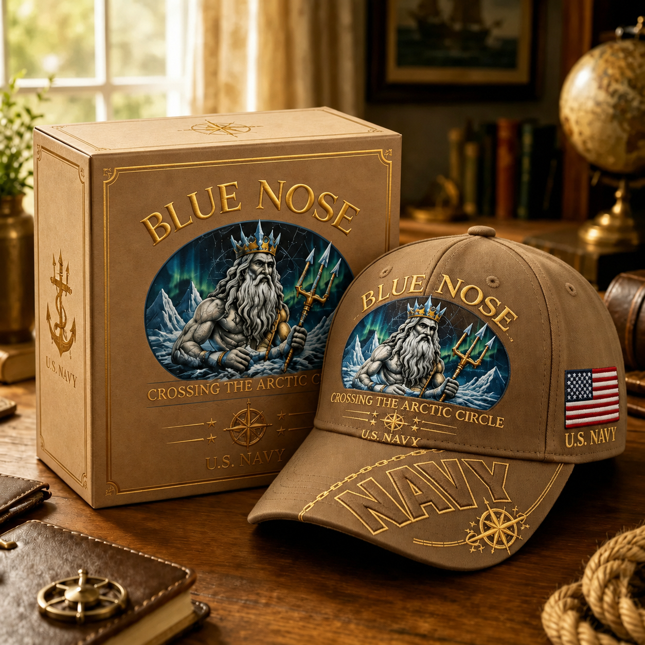🔥BLUE NOSE “Crossing The Arctic Circle” Navy Embroidered Cap-🎁Buy 2 Get Free Shipping🚛