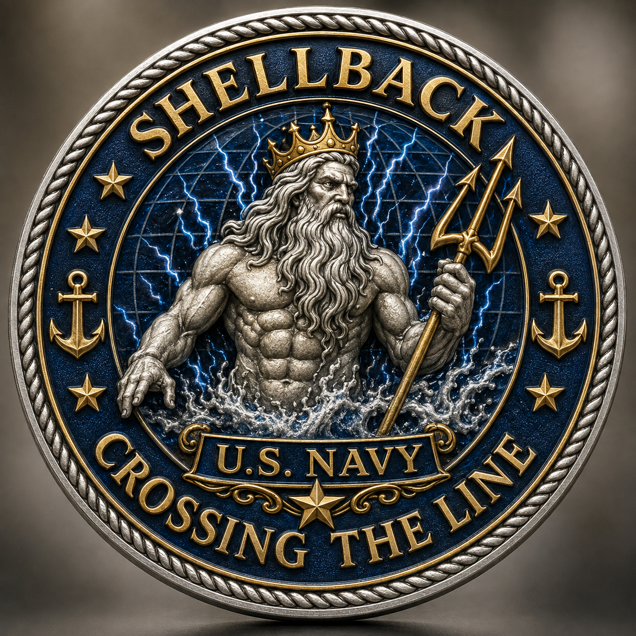🔥 SHELLBACK “Crossing The Line” U.S. Navy Commemorative Challenge Coin 🇺🇸