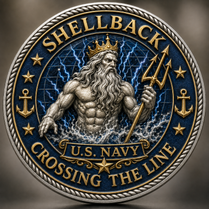 🔥 SHELLBACK “Crossing The Line” U.S. Navy Commemorative Challenge Coin 🇺🇸