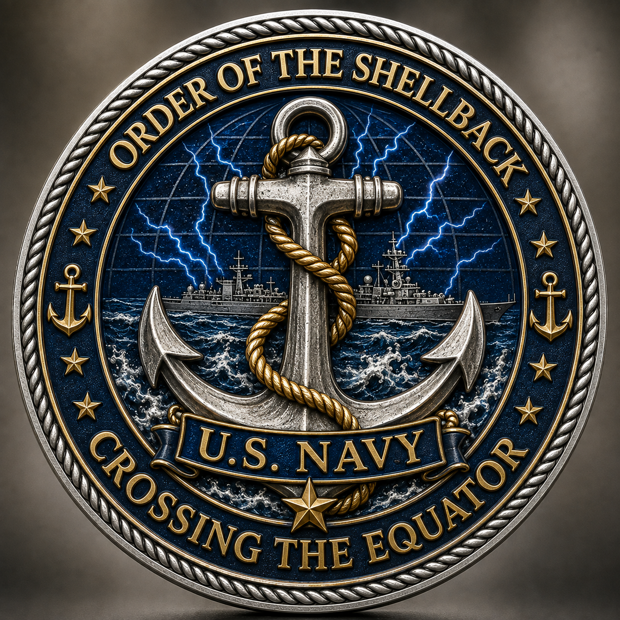 🔥 SHELLBACK “Crossing The Line” U.S. Navy Commemorative Challenge Coin 🇺🇸