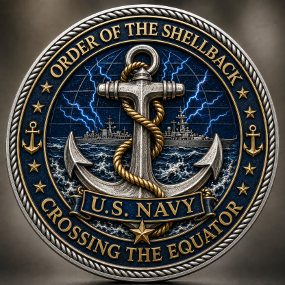 🔥 SHELLBACK “Crossing The Line” U.S. Navy Commemorative Challenge Coin 🇺🇸