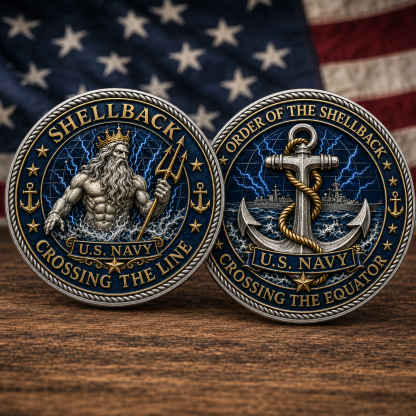 🔥 SHELLBACK “Crossing The Line” U.S. Navy Commemorative Challenge Coin 🇺🇸