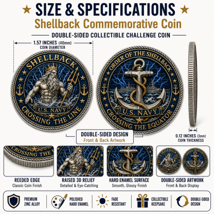 🔥 SHELLBACK “Crossing The Line” U.S. Navy Commemorative Challenge Coin 🇺🇸