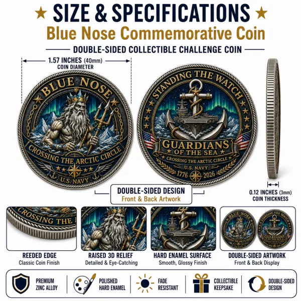 BLUE NOSE U.S. Navy Commemorative Cap & Coin – Crossing The Arctic Circle ❄️⚓ – 🔥Buy 2 Get Free Shipping