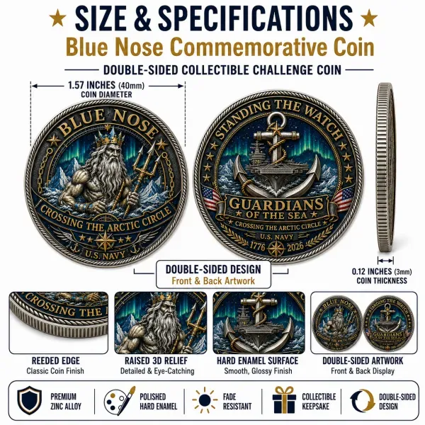 BLUE NOSE U.S. Navy Commemorative Cap & Coin – Crossing The Arctic Circle ❄️⚓ – 🔥Buy 2 Get Free Shipping