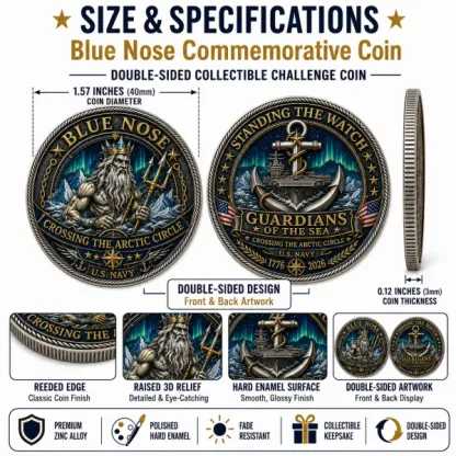 BLUE NOSE U.S. Navy Commemorative Cap & Coin – Crossing The Arctic Circle ❄️⚓ – 🔥Buy 2 Get Free Shipping
