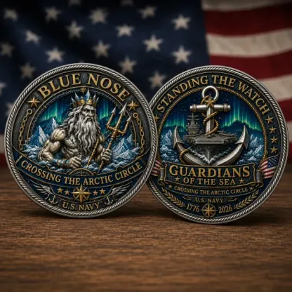 BLUE NOSE U.S. Navy Commemorative Cap & Coin – Crossing The Arctic Circle ❄️⚓ – 🔥Buy 2 Get Free Shipping