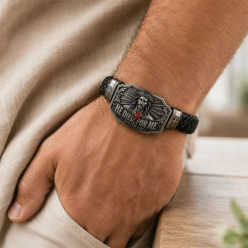 I Live for Him He Died for Me Christian Cross Braided Bracelet Gift Box Set-🔥Buy 2 Get Free Shipping🚛