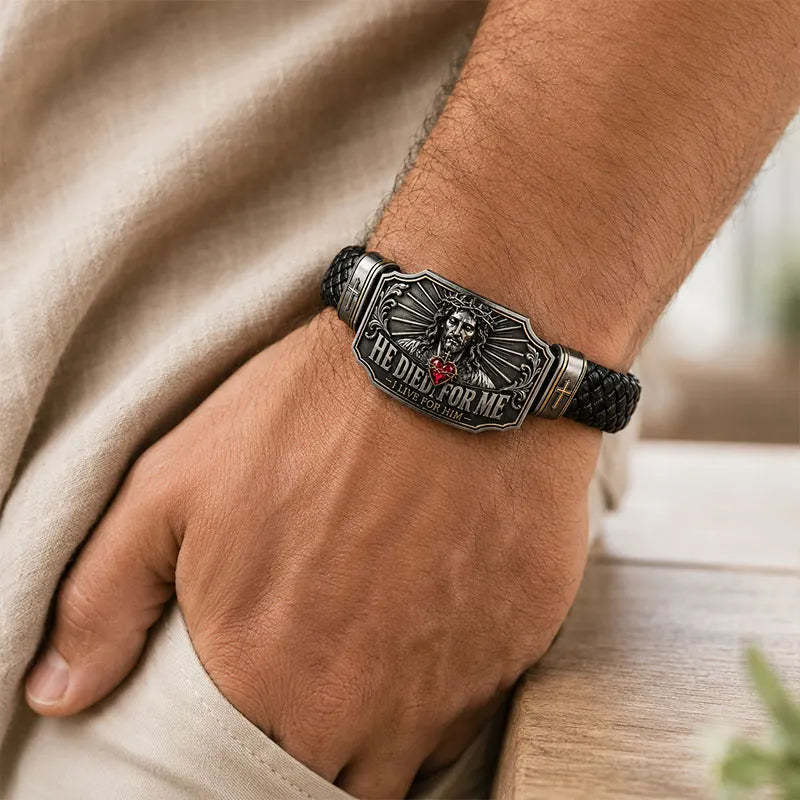 I Live for Him He Died for Me Christian Cross Braided Bracelet Gift Box Set-🔥Buy 2 Get Free Shipping🚛