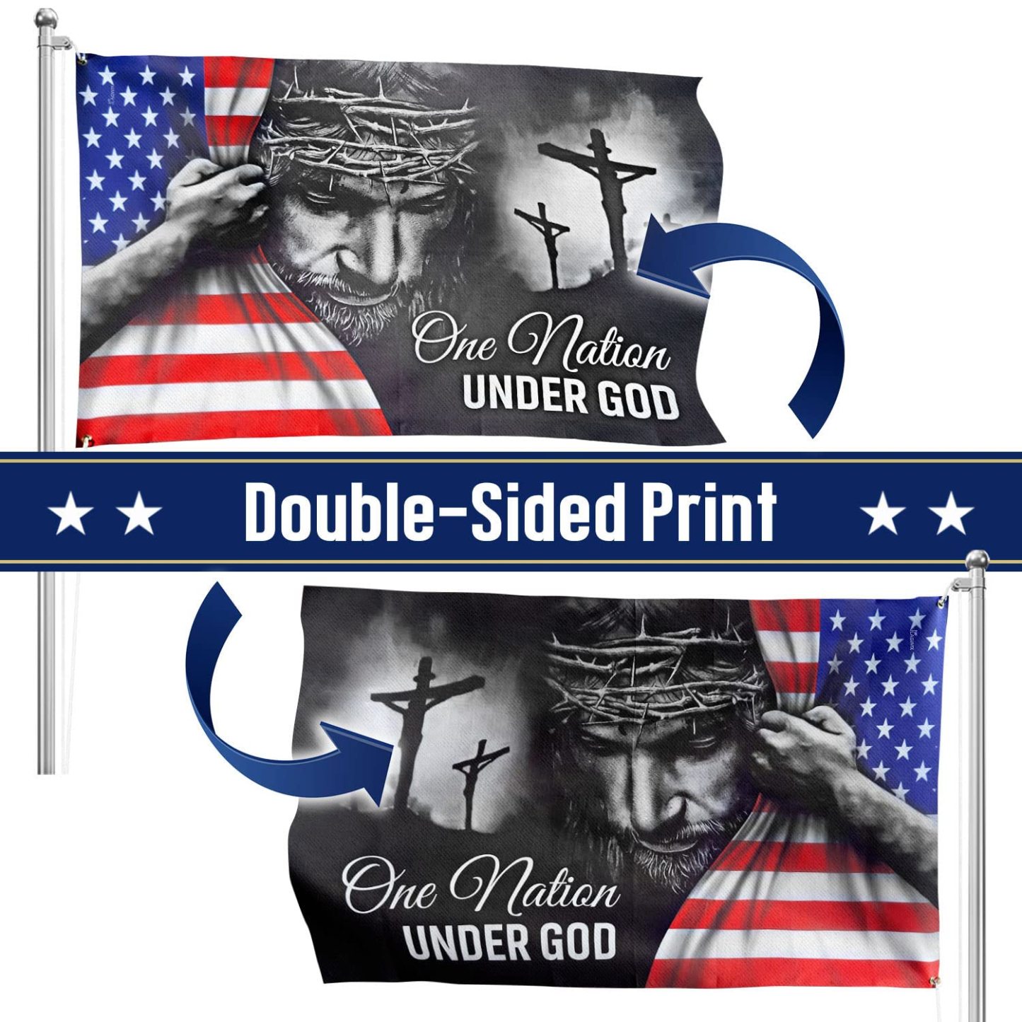 One Nation Under God Patriotic American Flags