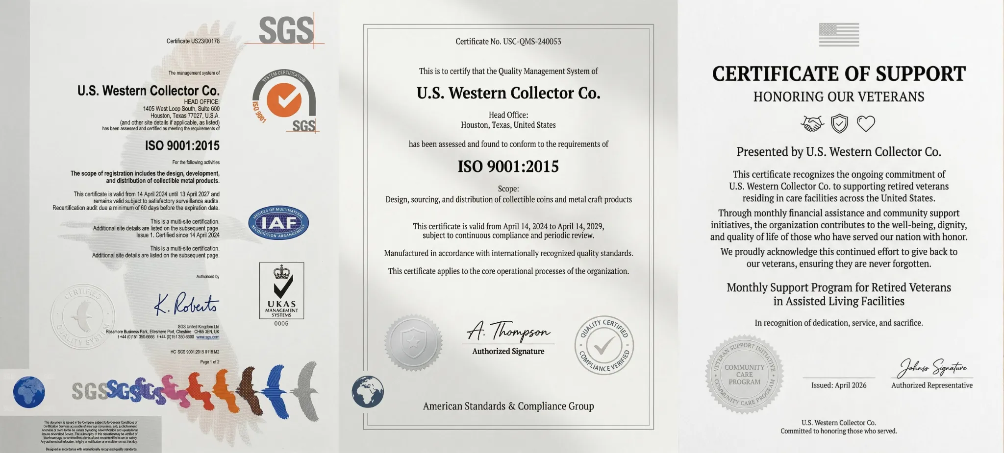 Quality and support certificates