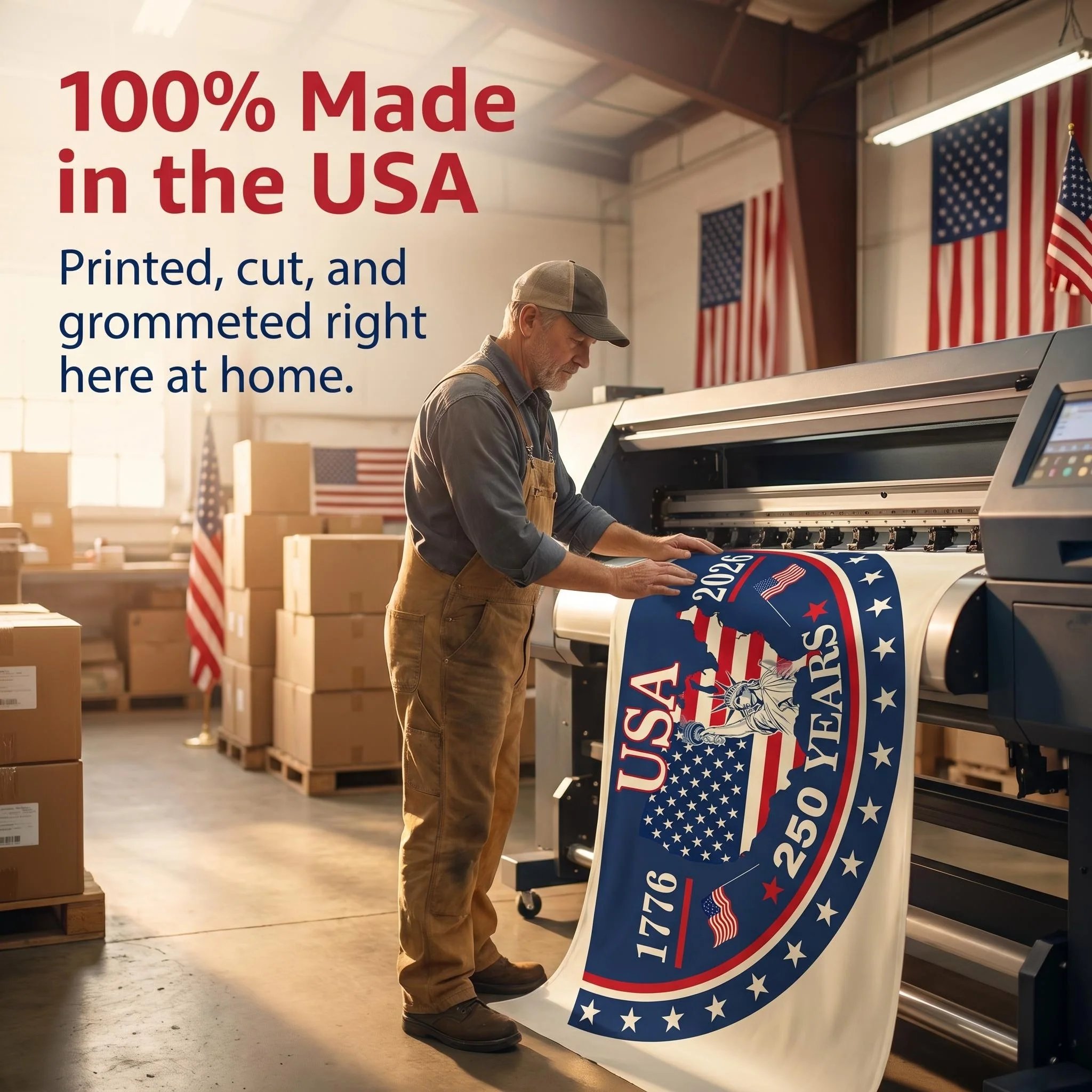 HandcraftedUSA 250th Birthday Bunting Flag, 🔥Buy 2 FREE SHIPPING
