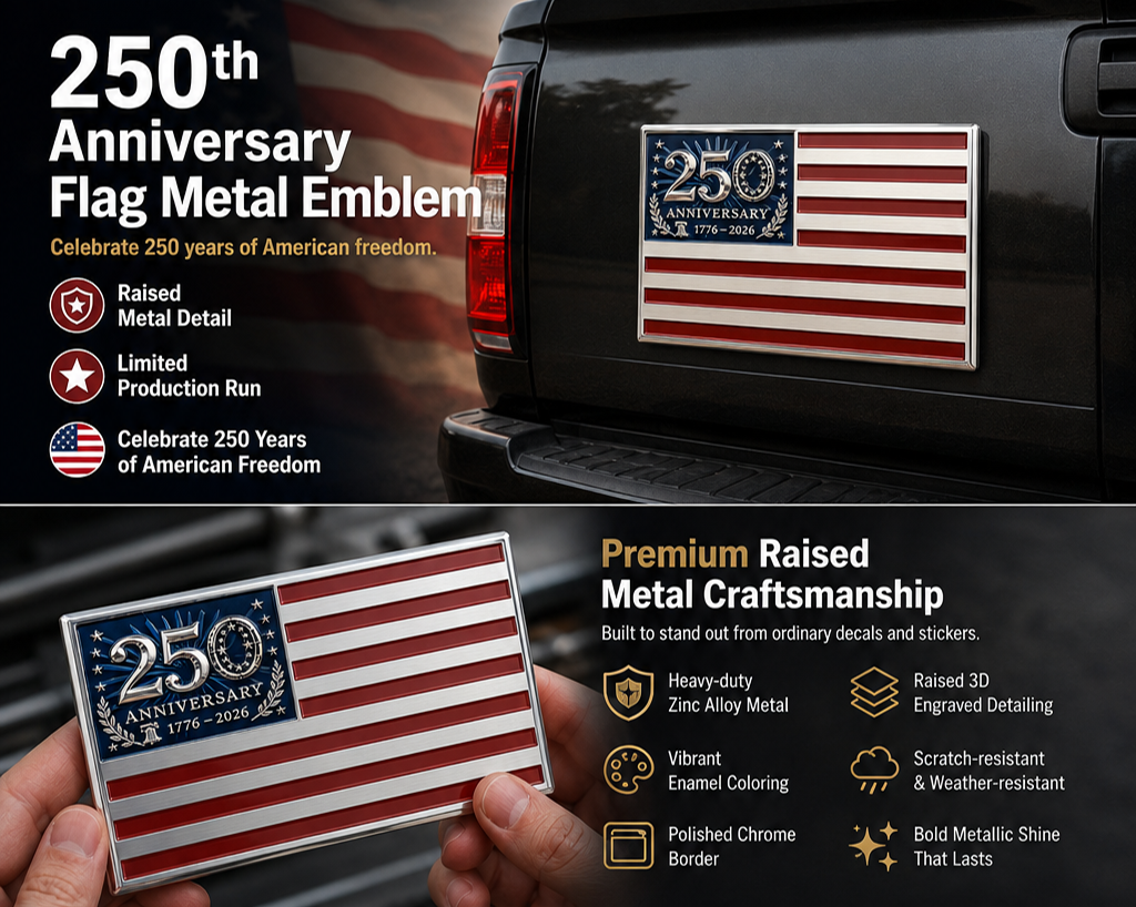 250th Anniversary USA Heritage Car Flag Emblem