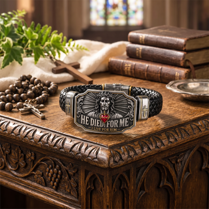 I Live for Him He Died for Me Christian Cross Braided Bracelet Gift Box Set-🔥Buy 2 Get Free Shipping🚛