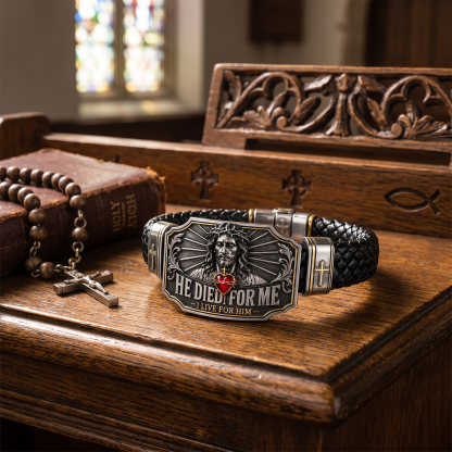 I Live for Him He Died for Me Christian Cross Braided Bracelet Gift Box Set-🔥Buy 2 Get Free Shipping🚛