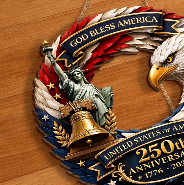 America 250th Anniversary Patriotic Wood Sign