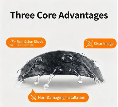 8pcs Car Rear‑View Camera Rain Shield, Soft PVC Sun Shade Cover, Waterproof Protector Hood for Reversing Backup Camera, Rain‑Proof Visor Accessory for Car Side & Rear Camera