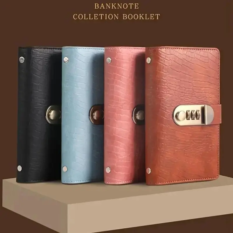 100-Transparent-Pocket Currency Collectors Album, Top-Grade PU Leather