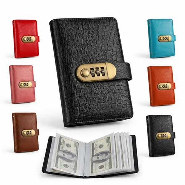 100-Transparent-Pocket Currency Collectors Album, Top-Grade PU Leather