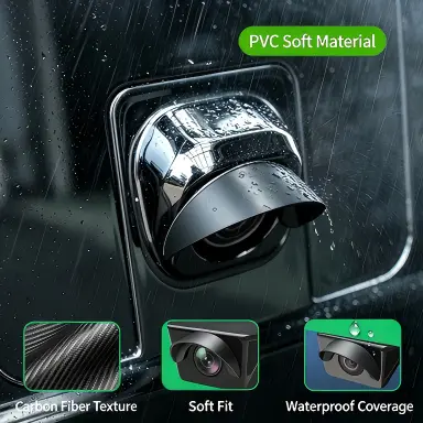 8pcs Car Rear‑View Camera Rain Shield, Soft PVC Sun Shade Cover, Waterproof Protector Hood for Reversing Backup Camera, Rain‑Proof Visor Accessory for Car Side & Rear Camera